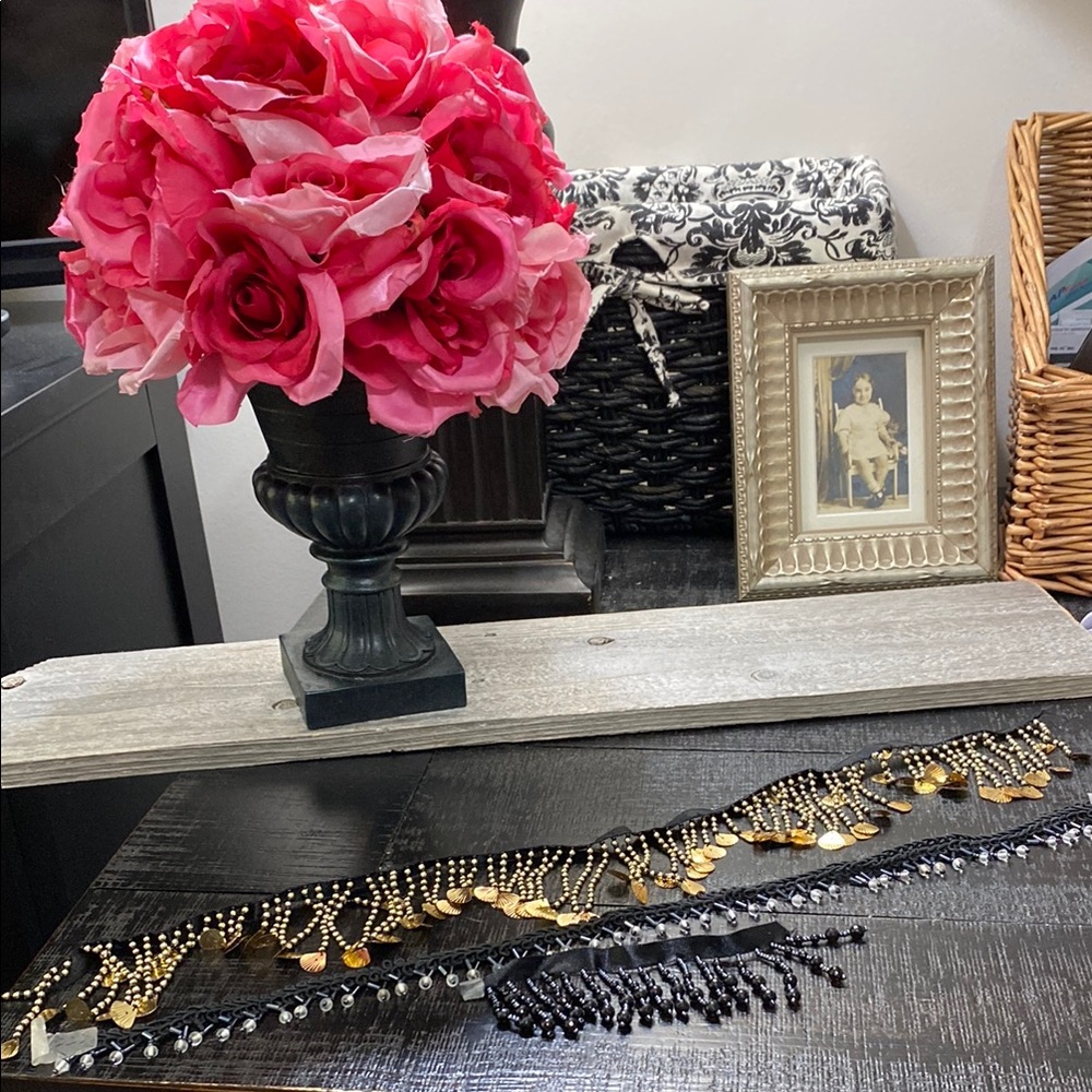 3 Pieces Of Beaded Black Trim!